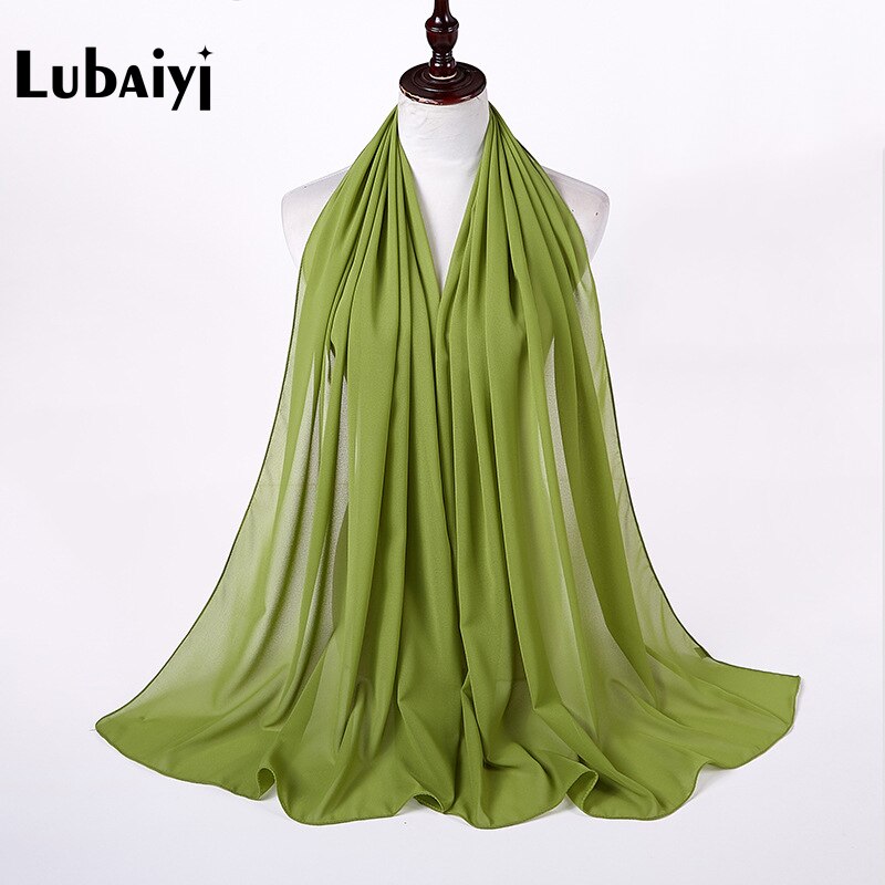 Muslim 2021 New Chiffon Hijab Scarf Women Solid Color Soft Long Shawls and Wraps Islamic Head Scarves Fashion turbante mujer