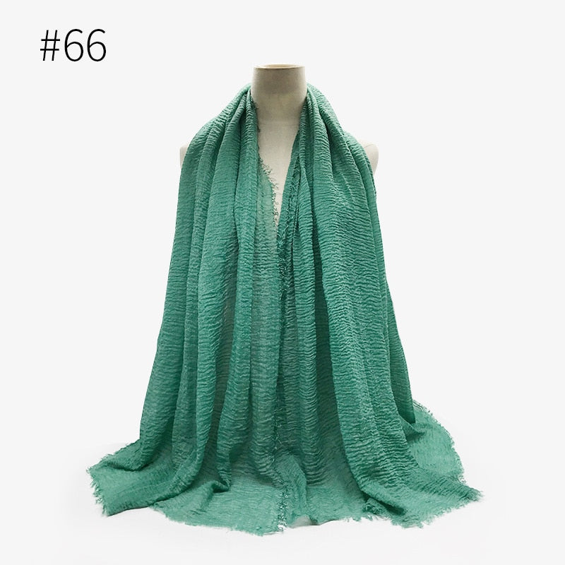 180X95CM Women Classic Muslim Crinkle Hijab Scarf Soft Cotton Head Scarves Turban Shawls Wraps Islamic Headband Femme Musulman