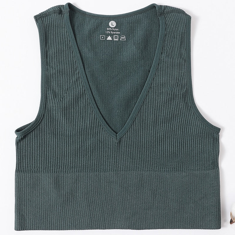 Vintage Crop Top Women Seamless Underwear Sexy Lingerie Female Tanks Vest Harajuku Deep V Neck Summer Camis Crop Top Camisole
