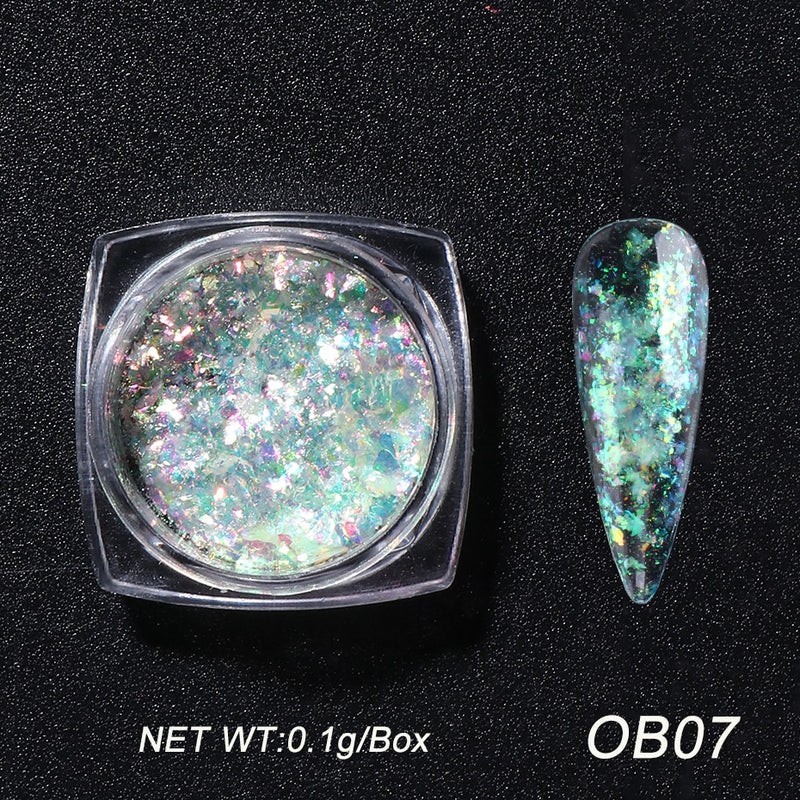 Crystal Fire Opal Flakes Nail Sequins Purple Holographic Glitter DIY Chrome Powder for Spring Nails Manicure Paillettes GL1857