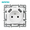 SRAN F6 Series White Crystal Tempered Glass Panel Light switch eu french wall socket usb tv rj45 rj11 Sensor switch Module DIY