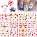 12 Designs Nail Stickers Set Mixed Floral Geometric Nail Art Water Transfer Decals Sliders Flower Leaves Manicures Decoration