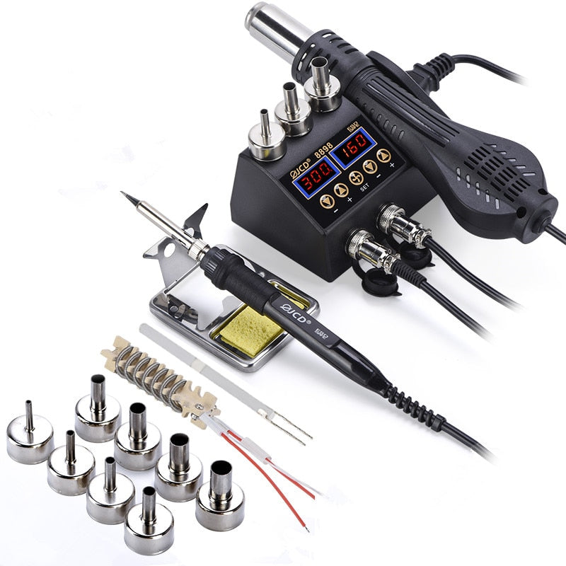 JCD 8898 750W Soldering Station 2 in 1 LCD Digital display Rework Welding Station Kit Soldering Iron Hot Air Repair Solder tools