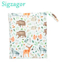 [Sigzagor]Wet Dry Bag With Two Zippered For Baby Diapers Nappies Waterproof Reusable 36cmx29cm