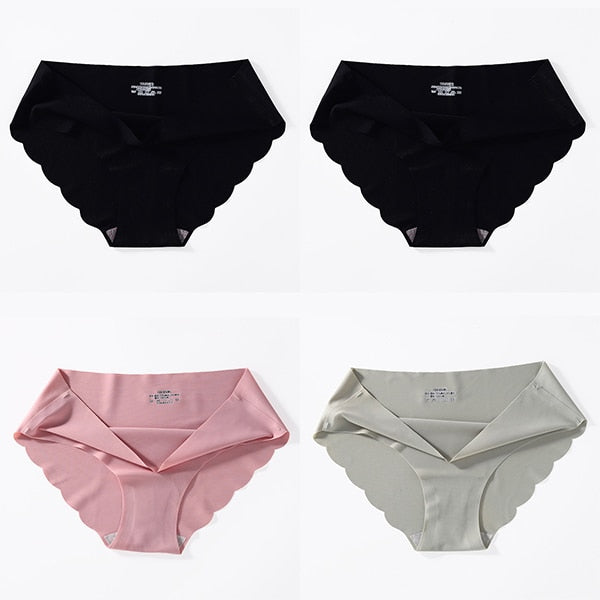 4 PCS/Lot Seamless Panties For Women Plain Panties Slip Silk Female Underwear Soft Thin Light Panti Culotte Femme Underpants