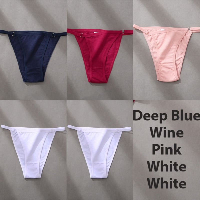 5PCS/Set Sexy Underwear Cotton Panties Women Lingerie Female Underpants Hoop Design Waistband Briefs Intimate Bikini Panty Woman
