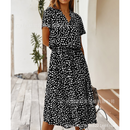 2021 Summer Polka Dot Dress Ladies Leopard Print Shirt Dress, Bohemian, Mid-length, High Waist, Beachwear, Vacation, Summer