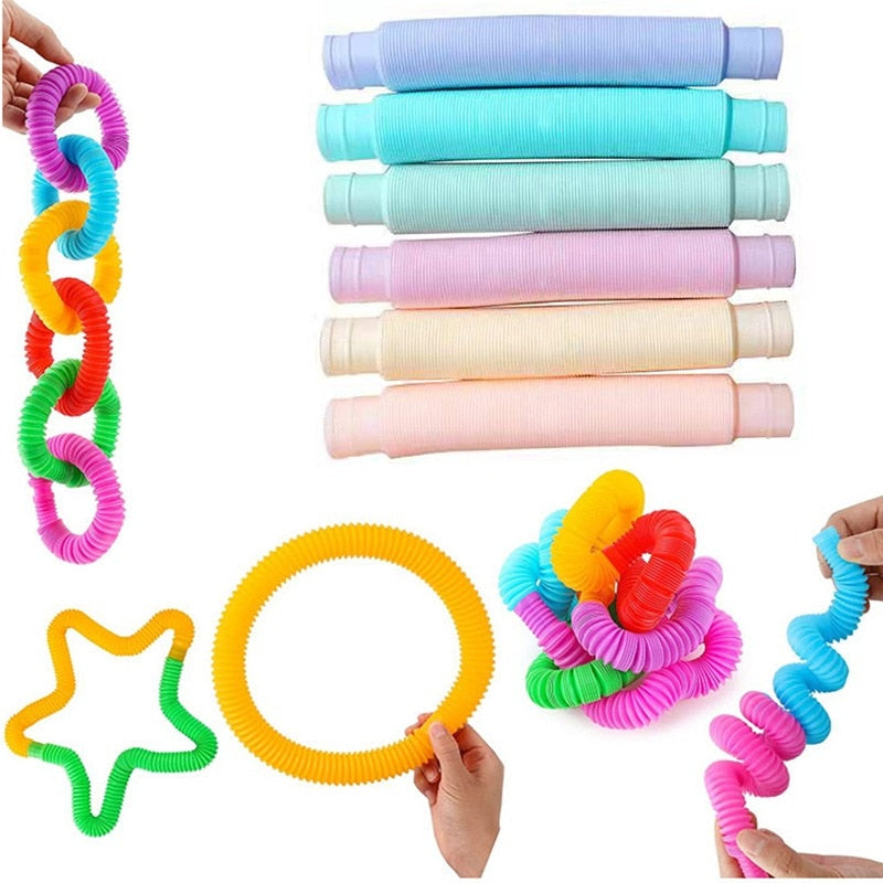1/5Pcs Luminous Pop Tubes Sensory Fidget Toy Stress Relieve Toys Autism Anti-stress Plastic Bellows for kids Squeeze Gifts Toys