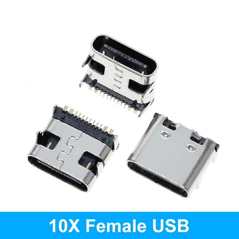 10PCS USB 3.1 Type-C Connector 12 24 Pins Female/Male Socket Receptacle Adapter to Solder Wire &amp; Cable 24 Pins Support PCB Board