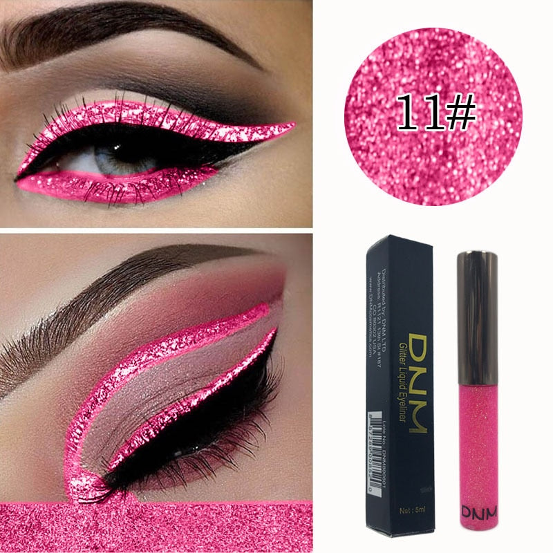 DNM 16 Color Glitter Liquid Eyeliner Pearlescent Sequins Bright Eye Shadow Shiny Long Lasting Waterproof Eyeshadow Makeup TSLM1