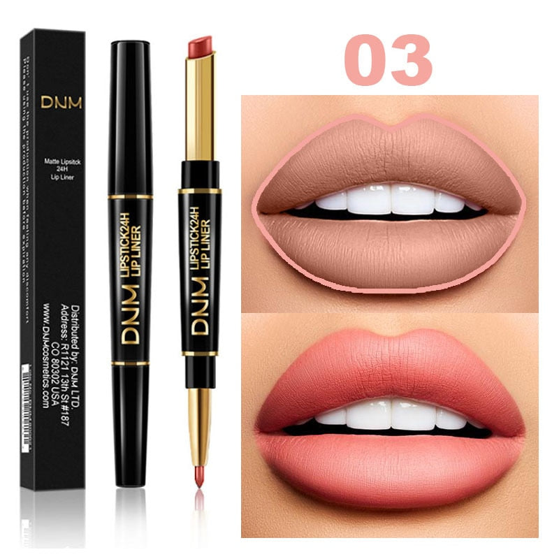 2 IN 1  Lip Liner Waterproof Matte Lipstick Pencil Contour Tint Sexy Red Matte Long Lasting Moisturizer Lipliner Cosmetics TSLM1