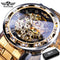 Winner Transparent Fashion Diamond Luminous Gear Movement Royal Design Men Top Brand Luxury Male Mechanical Skeleton Wrist Watch