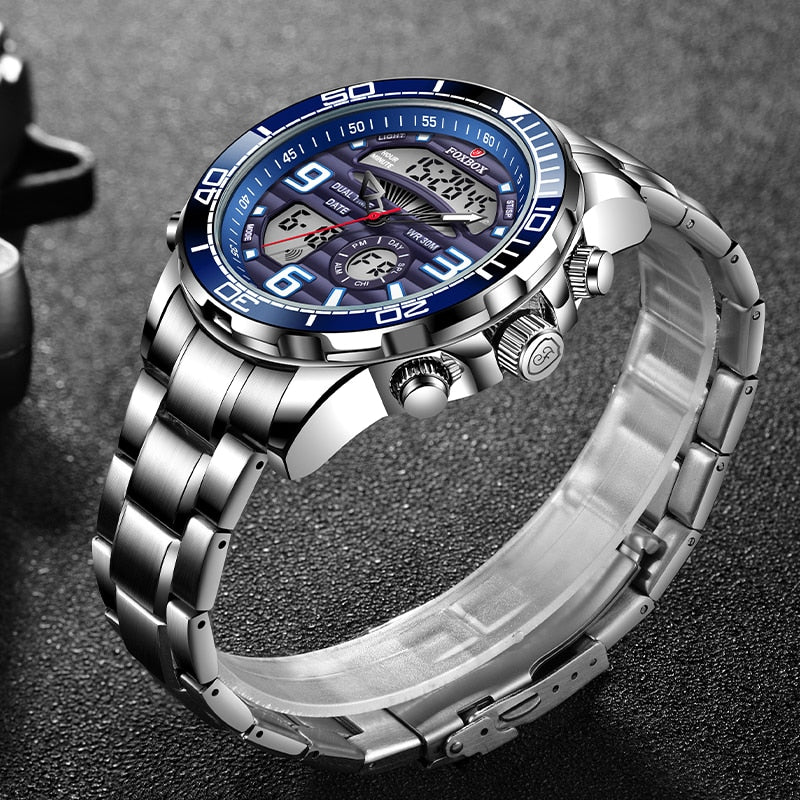 2022 LIGE Brand Foxbox Digital Mens Watches Top Luxury Sport Quartz Wristwatch For Men All Steel Military Waterproof Clock+Box