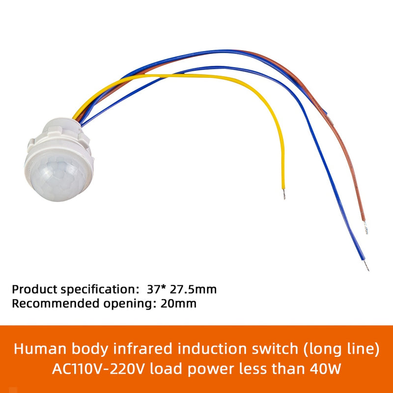 AC110-240V Automatic Sensor Light Switch LED PIR Infrared Motion Sensor Detection Mini LED Sensitive Night Light Indoor Outdoor