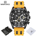 NAVIFORCE Luxury Watches for Men Fashion Silicone Strap Military Waterproof Sport Chronograph Quartz WristWatch Clock With Date