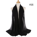 Muslim Bubble Chiffon Hijab Scarf Women Solid Color Soft Long Shawls and Wraps Georgette Head Scarves Ladies Hijabs