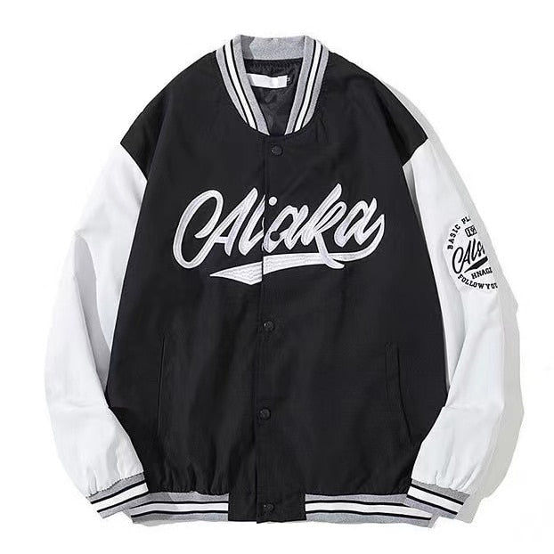 American retro letter embroidery leather jackets coats women&
