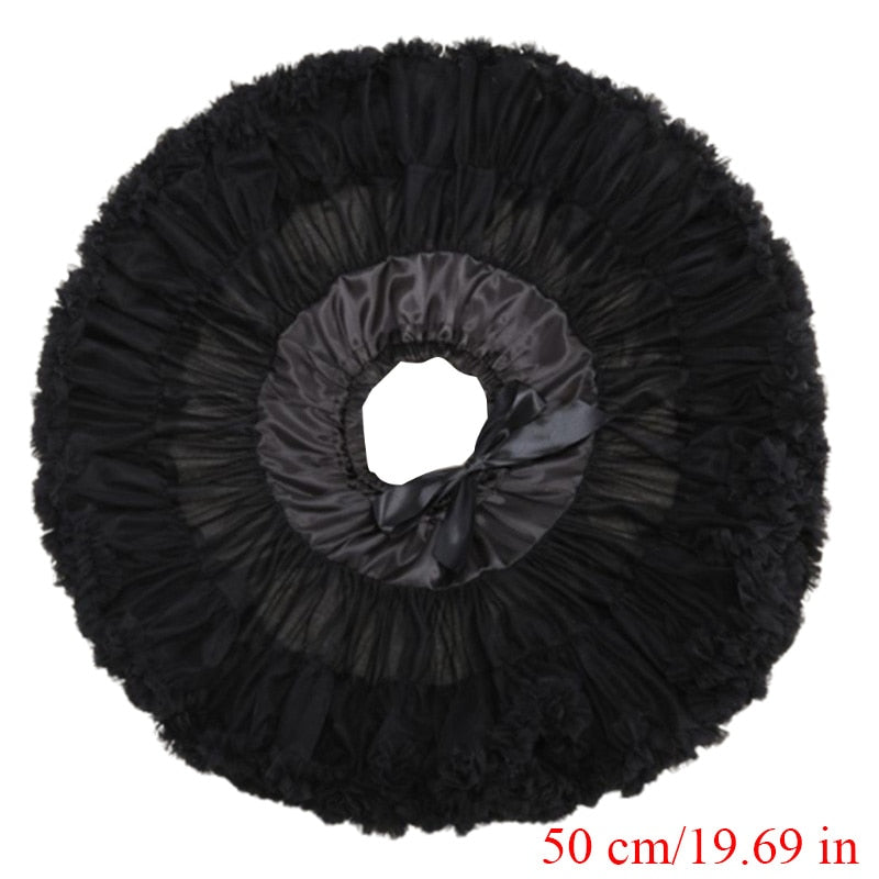 Women Lolita Cosplay Petticoat A-Line Puffy Tutu Skirt Layered Tulle Ballet Dance Pettiskirts Big Bowknot Underskirt
