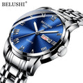 BELUSHI Top Brand Luxury Mens Watches Luminous Waterproof Stainless Steel Watch Quartz Men Date Calendar Business Wristwatch