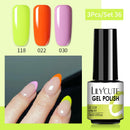 LILYCUTE 3 PCS Gel Nail Polish Set Nude Pink Glitter Sequins Matte Effect Gel Long Lasting Base Top Coat Nail Art Design Hybrid