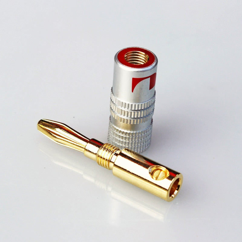 4pcs Banana Connector 4mm Speaker banana plugs 24K Copper gold plated 4mm Banana Jack match with 4mm binding post