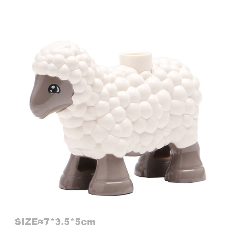Big Size Building Blocks Cat Dog Pig Rabbit Model Accessories Compatible Bricks Farm Animals Set Assemble Education Toys For Kid