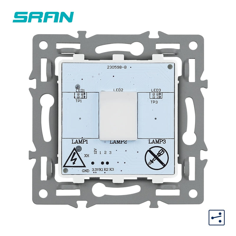SRAN F6 Series White Crystal Tempered Glass Panel Light switch eu french wall socket usb tv rj45 rj11 Sensor switch Module DIY
