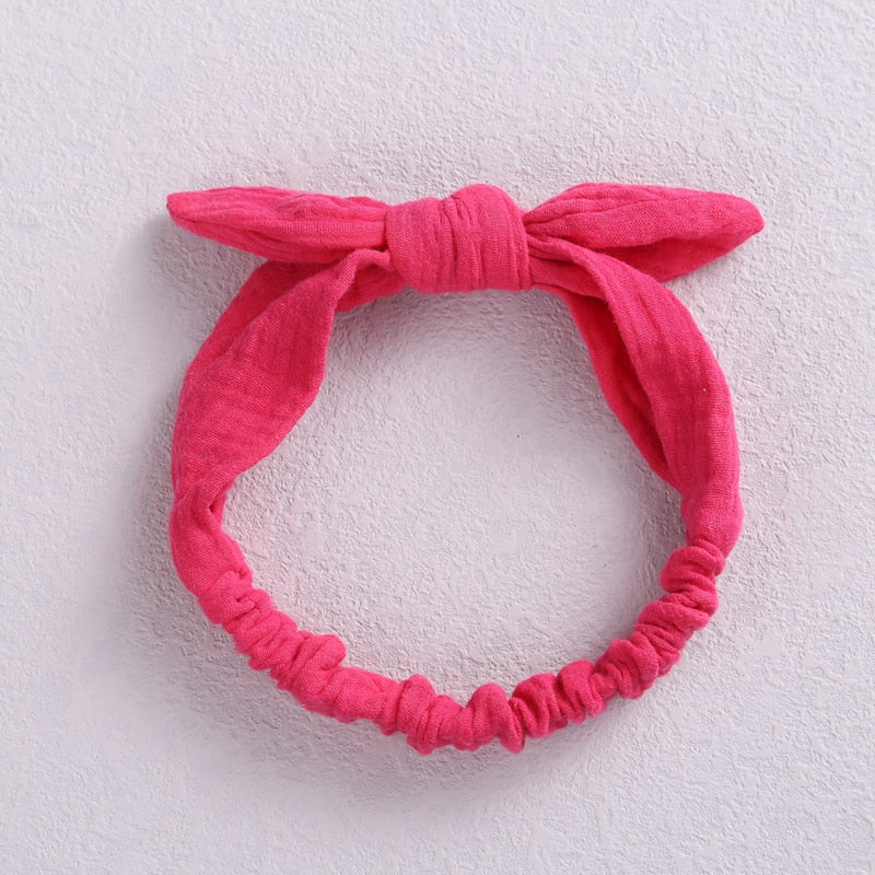 Baby Elastic Hair Bands Girl Headband Cotton Linen Kids Headwear Knot Hair Accessories Toddler Rabbit Ear Turban Playa Ties Soft