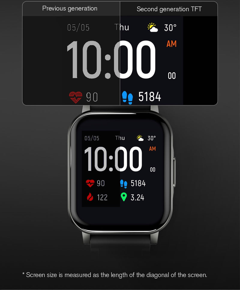 Haylou Solar Mini Haylou LS02 Smart Watch,IP68 Waterproof ,12 Sport Models,Bluetooth 5.0 Sport Heart Rate Monito,English Version