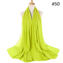 Muslim Bubble Chiffon Hijab Scarf Women Solid Color Soft Long Shawls and Wraps Georgette Head Scarves Ladies Hijabs