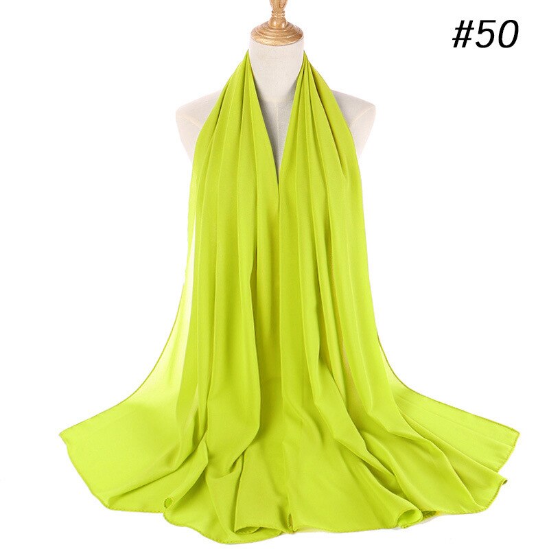 Muslim Bubble Chiffon Hijab Scarf Women Solid Color Soft Long Shawls and Wraps Georgette Head Scarves Ladies Hijabs