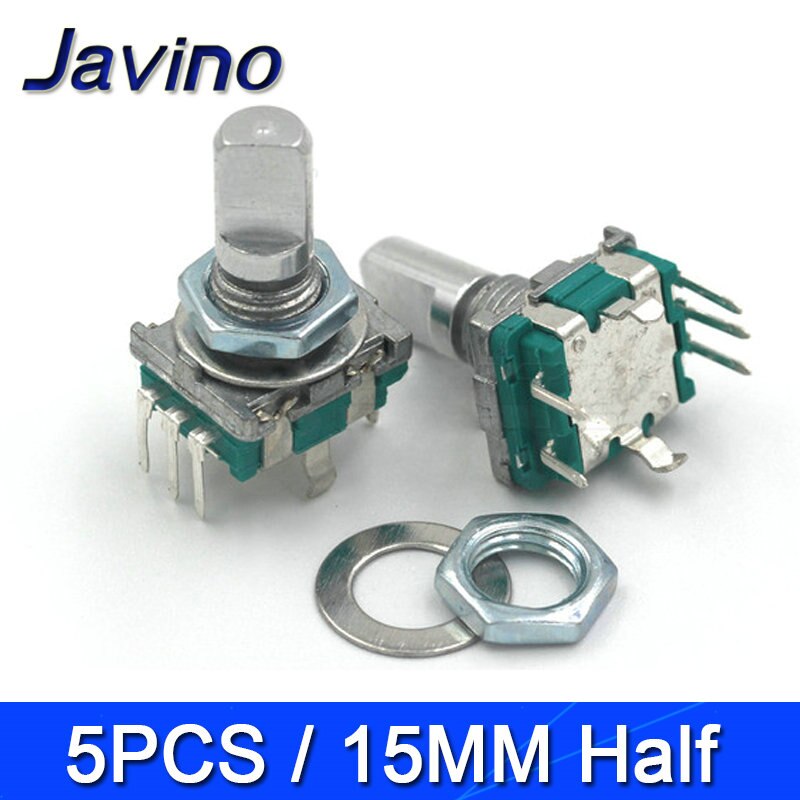5PCS/LOT 20 Position 360 Degree Rotary Encoder EC11 w Push Button 5Pin Handle Long 15/20MM With A Built In Push Button Switch