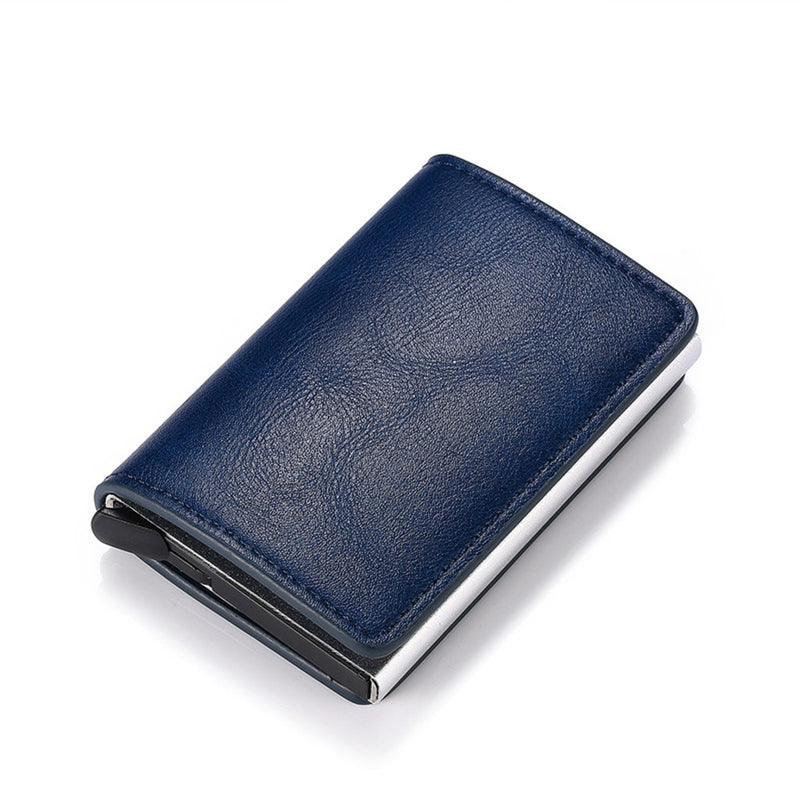 Custom Name Business Bank Credit Card Holder Men Wallet Coin Leather Wallet RFID Aluminium Box CardHolder with Money Clips Purse