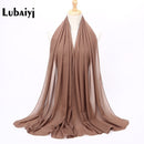 Muslim 2021 New Chiffon Hijab Scarf Women Solid Color Soft Long Shawls and Wraps Islamic Head Scarves Fashion turbante mujer