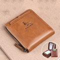 2021 Fashion Men&#39;s Coin Purse Wallet RFID Blocking Man Leather Wallet Zipper Business Card Holder ID Money Bag Wallet Male