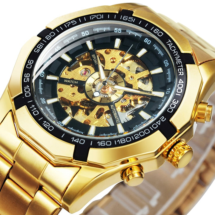 Winner Watch Men Skeleton Automatic Mechanical Watch Gold Skeleton Vintage Man Watch Mens Watches Top Brand Luxury часы мужские