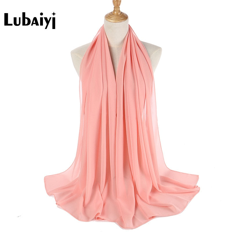 Muslim 2021 New Chiffon Hijab Scarf Women Solid Color Soft Long Shawls and Wraps Islamic Head Scarves Fashion turbante mujer