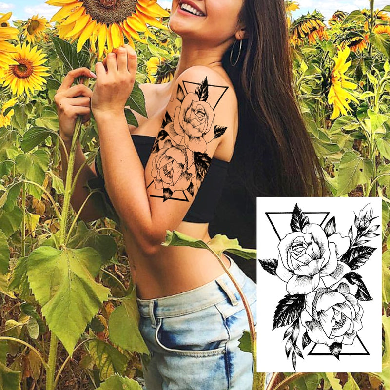 Realistic Sexy Peony Tattoos Temporary Women Adult Flower Arm Tattoos Sticker Waterproof Fake Floral Bloosom Body Leg Art Tatoos
