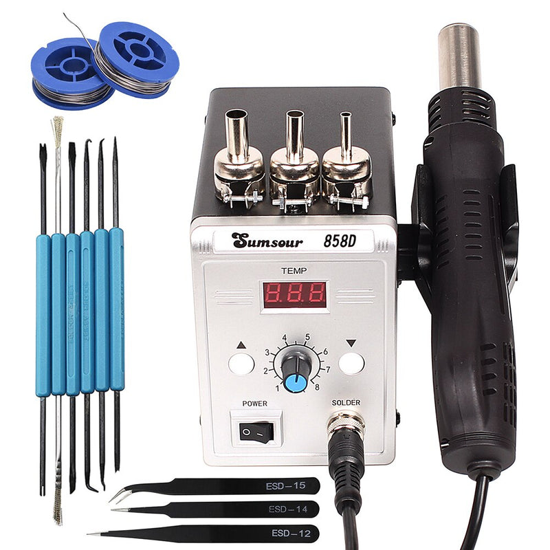 Hot Air Gun 858D 700W BGA Rework Solder Station Soldering Heat Air Gun Station 220V / 110V For SMD SMT Welding Repair With Gifts