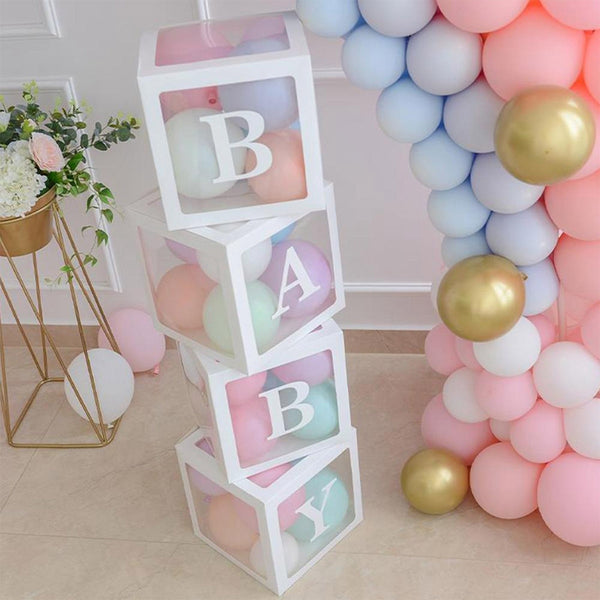 Baby Shower Box Custom Alphabet Name Transparent Balloon Box Birthday Party Decoration Kids DIY Wedding Baby Shower Suppiles