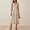 Dresses For Women 2022 Elegant Vintage Floral Dress Frill Sweetheart Neck Sleeveless Strap Tie Ruffle Hem Summer Beach Dress