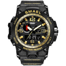 SMAEL Watches For Men 50M Waterproof Clock Alarm reloj hombre 1545D Dual Display Wristwatch Quartz Military Watch Sport New Mens