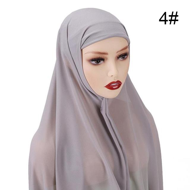 Muslim Chiffon Scarf For Women Fashion Veil Instant Hijab Wrap Headscarf Islam Solid Color Cap Musulman Wrap Scarves 25 Colors