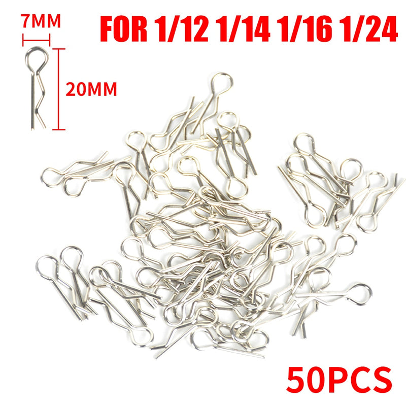 50PCS RC Car Part 1/5 1/6 1/7 1/8 1/10 1/12 1/14 1/16 RC Cars Shell Body Clips Pins Housing Latch R Buckles Fixed SCX10 90046