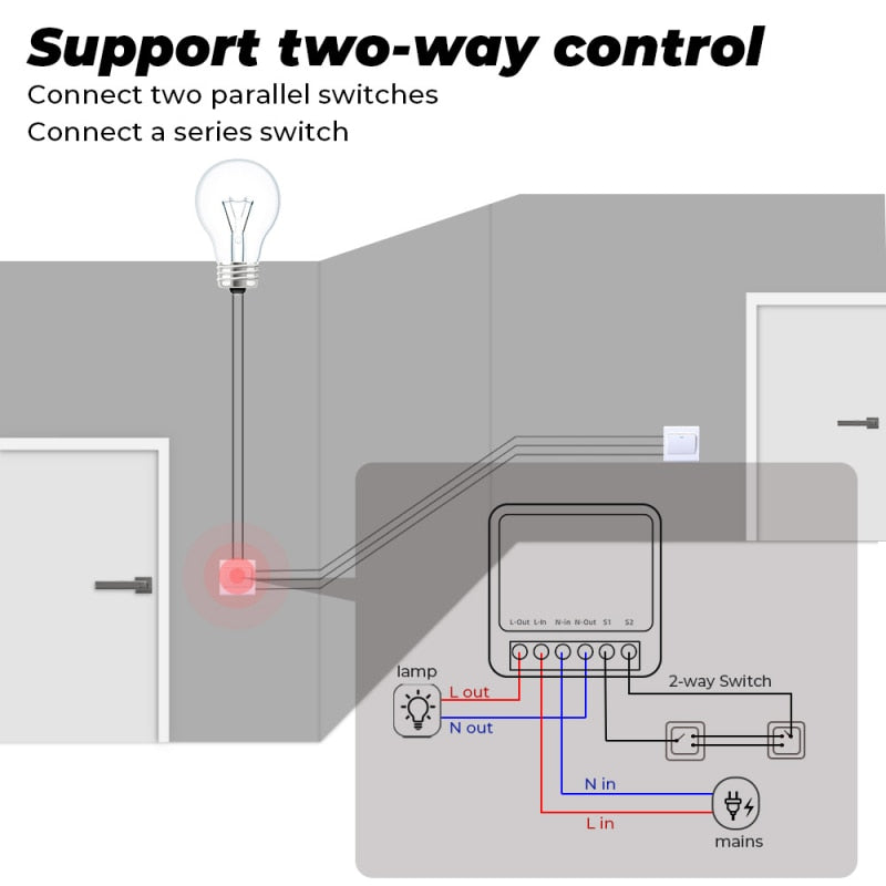 Tuya Zigbee / Wifi MINI Smart Switch 2 Way Control 16A Switch Tuya Smart Home Automation Sensor Works With Alexa Google Home