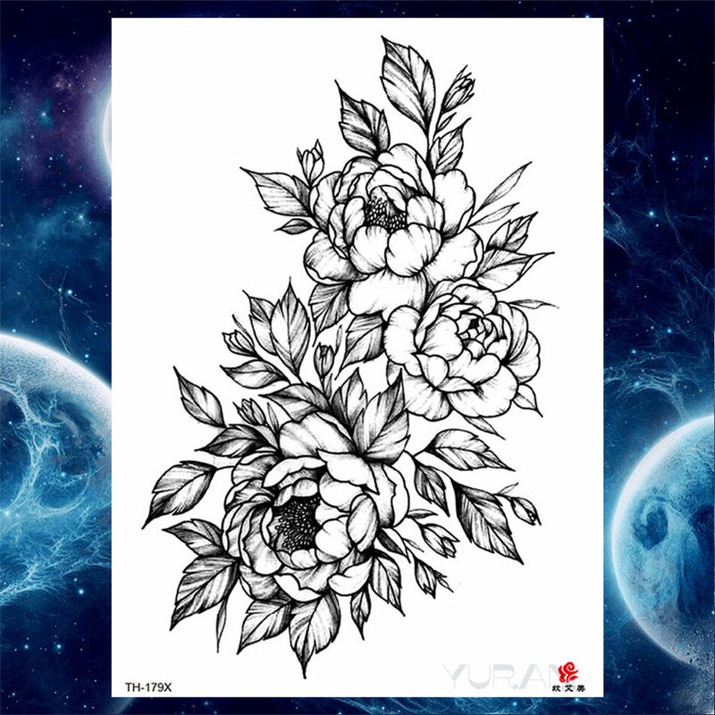 Girls Bracelet Chains Rose Tattoo Stickers Butterfly Body Arm Totem Tattoos Temporary Women Wrist Sexy Black Fake Tatoos