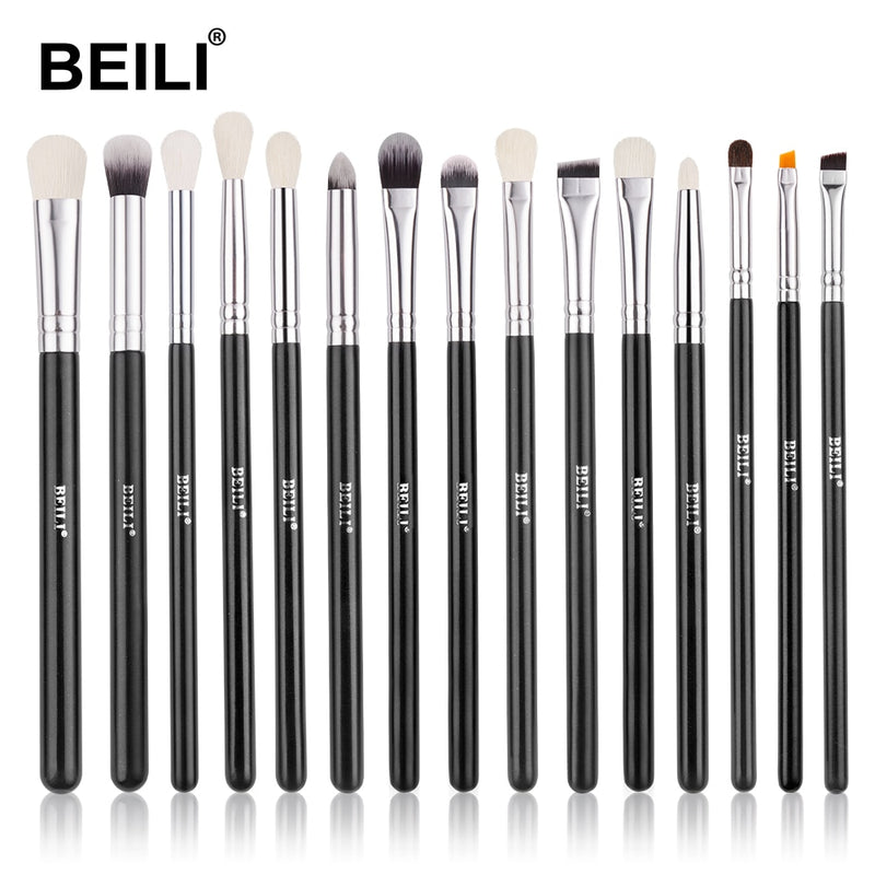 BEILI Black 10-19Pcs Makeup Brushes Natural Hair Eyeshadow Blending Eyeliner Makeup Brush Set Shader Eyebrow brochas maquillaje