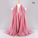 2021 NEW Flocked Bubble Cotton Scarf Hijabs For Muslim Women Soild Color Breathable Islamic Headscarf Arab Head Scarves