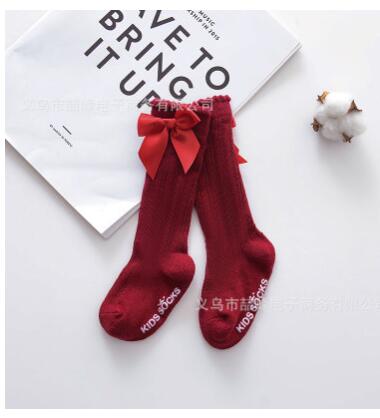 New Kids Socks Toddlers Girls Big Bow Knee High Long Soft Cotton Lace baby Socks Kids Solid Colour Cute Bow Girls Socks