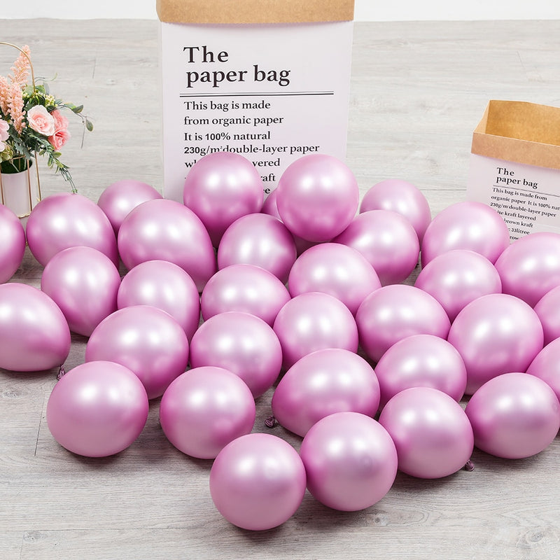 10Pcs 20pcs 5inch Gold Silver Purple Green Blue Metal Balloon Wedding Balloons Happy Birthday Latex Metal Chrome Ballon Decor